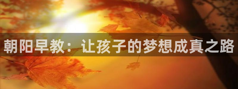 恒行2韩74OOO5：朝阳早教：让孩子的梦想成真之路