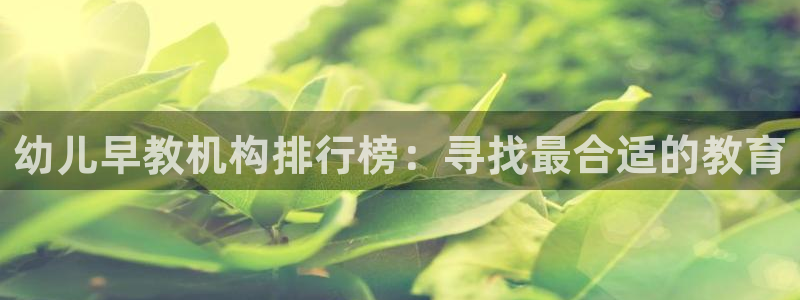 恒行主管总代6ll5l周至:幼儿早教机构排行榜:寻找最合适的教育